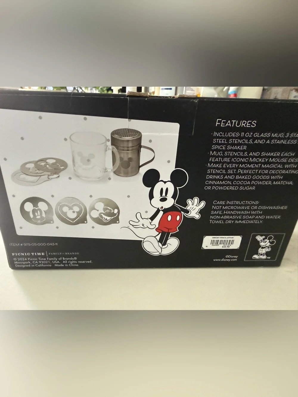 Disney Mickey Mouse 'Love You a Latte' Glass Mug Set - Black & White